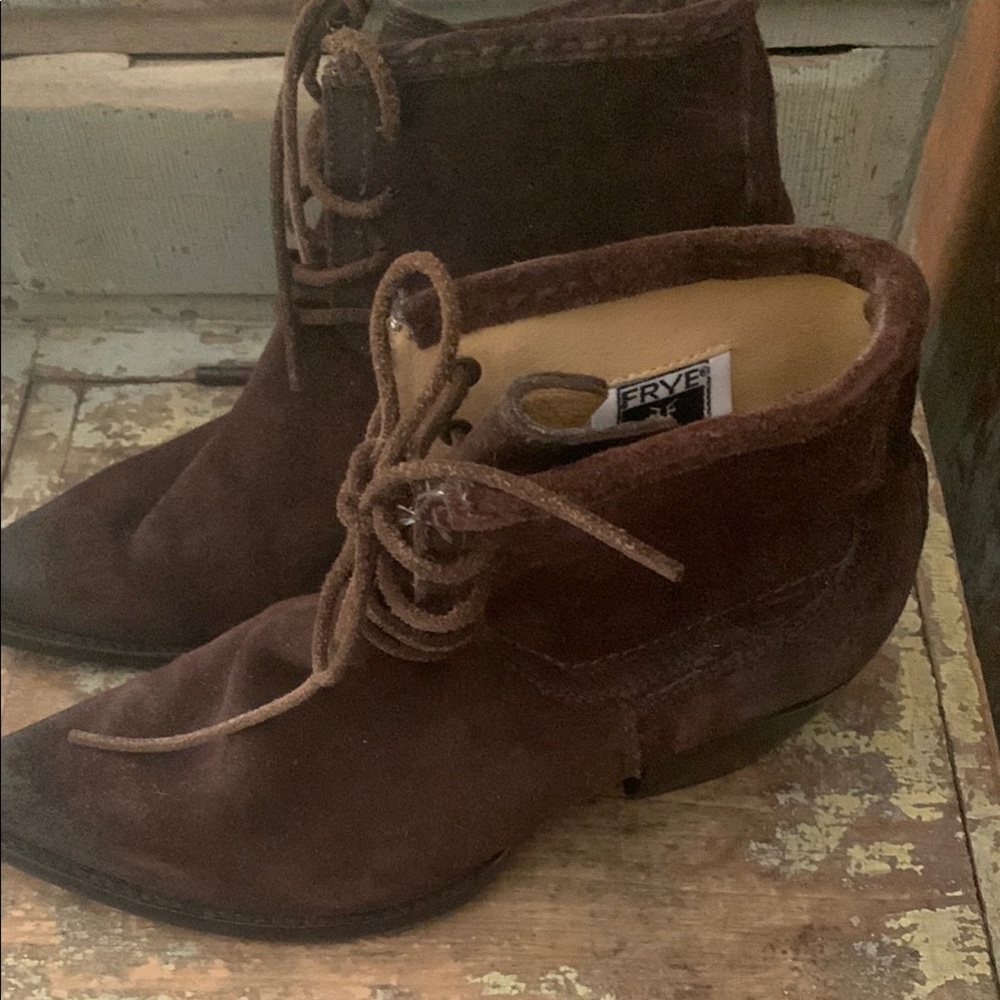 Frye Brown Suede Ankle Boots - Picture 1 of 7